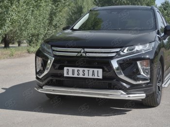 18 449 р. Защита переднего бампера (2 трубы Ø63 и 42 мм, нержавейка) SLITKOFF Mitsubishi Eclipse Cross GK дорестайлинг (2017-2021)  с доставкой в г. Воронеж. Увеличить фотографию 4