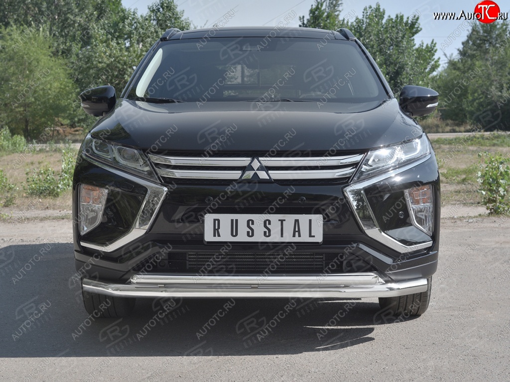 18 449 р. Защита переднего бампера (2 трубы Ø63 и 42 мм, нержавейка) SLITKOFF Mitsubishi Eclipse Cross GK дорестайлинг (2017-2021)  с доставкой в г. Воронеж