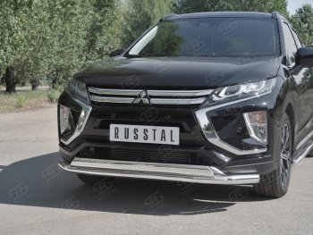 22 099 р. Защита переднего бампера (2 трубы Ø63 и 75х42 мм, нержавейка) SLITKOFF Mitsubishi Eclipse Cross GK дорестайлинг (2017-2021)  с доставкой в г. Воронеж. Увеличить фотографию 4