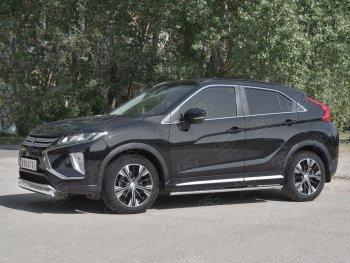 11 949 р. Защита переднего бампера (Ø75х42 мм, нержавейка) Russtal Mitsubishi Eclipse Cross GK дорестайлинг (2017-2021)  с доставкой в г. Воронеж. Увеличить фотографию 2