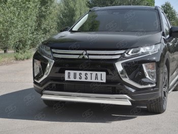 11 949 р. Защита переднего бампера (Ø75х42 мм, нержавейка) Russtal Mitsubishi Eclipse Cross GK дорестайлинг (2017-2021)  с доставкой в г. Воронеж. Увеличить фотографию 4