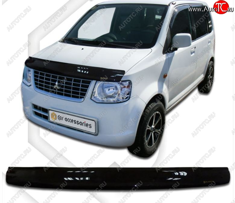 1 899 р. Дефлектор капота CA-Plastiс Mitsubishi eK-Wagon H82W (2006-2013) (Classic черный, Без надписи)  с доставкой в г. Воронеж