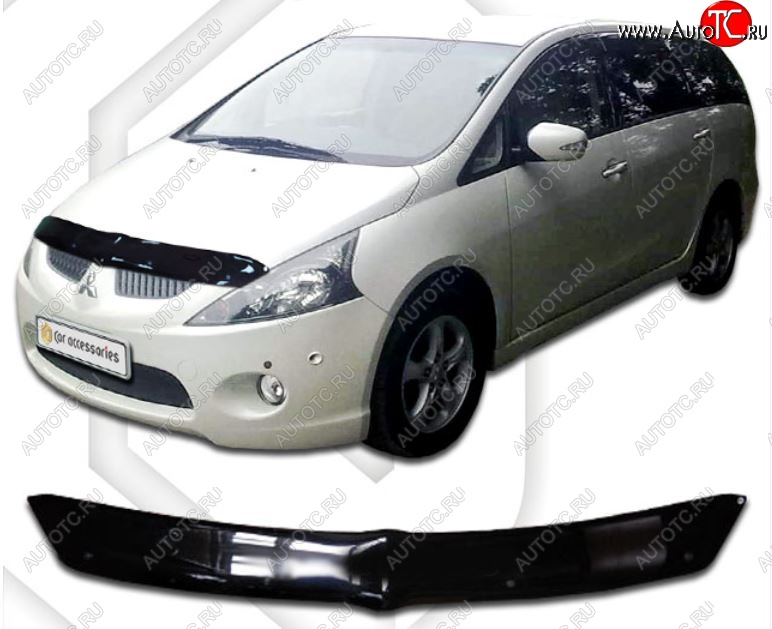 1 899 р. Дефлектор капота CA-Plastic Mitsubishi Grandis (2003-2009) (Classic черный, Без надписи)  с доставкой в г. Воронеж