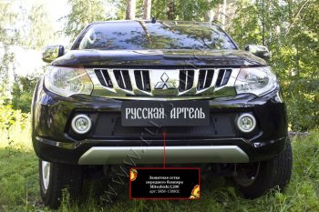 2 249 р. Защитная сетка решетки переднего бампера (шагрень) РА  Mitsubishi L200  5 KK,KL (2015-2019) дорестайлинг  с доставкой в г. Воронеж. Увеличить фотографию 3