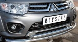 18 799 р. Защита переднего бампера (2 трубыØ63 мм, нержавейка) SLITKOFF Mitsubishi L200 5 KK,KL дорестайлинг (2015-2019)  с доставкой в г. Воронеж. Увеличить фотографию 2