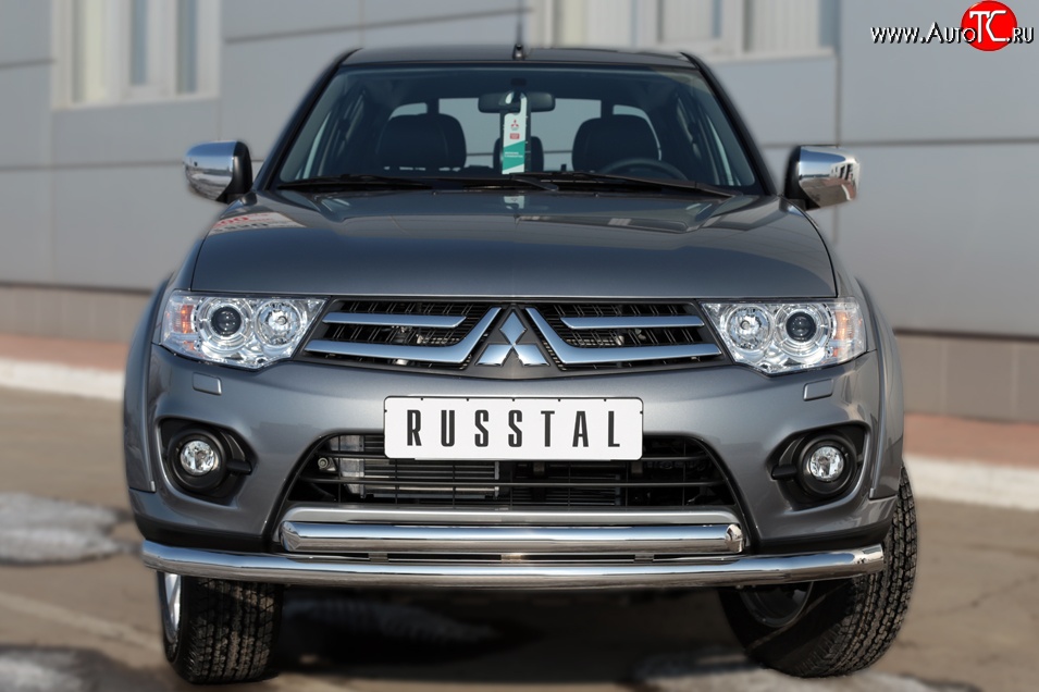 18 799 р. Защита переднего бампера (2 трубыØ63 мм, нержавейка) SLITKOFF Mitsubishi L200 5 KK,KL дорестайлинг (2015-2019)  с доставкой в г. Воронеж