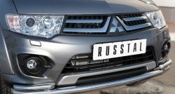 17 949 р. Защита переднего бампера (2 трубыØ63 и 42 мм, нержавейка) SLITKOFF Mitsubishi L200 5 KK,KL дорестайлинг (2015-2019)  с доставкой в г. Воронеж. Увеличить фотографию 3