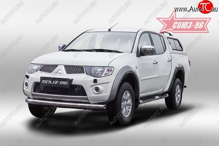 11 654 р. Защита переднего бампера одинарная Souz-96 (d76) Mitsubishi L200 5 KK,KL дорестайлинг (2015-2019)  с доставкой в г. Воронеж
