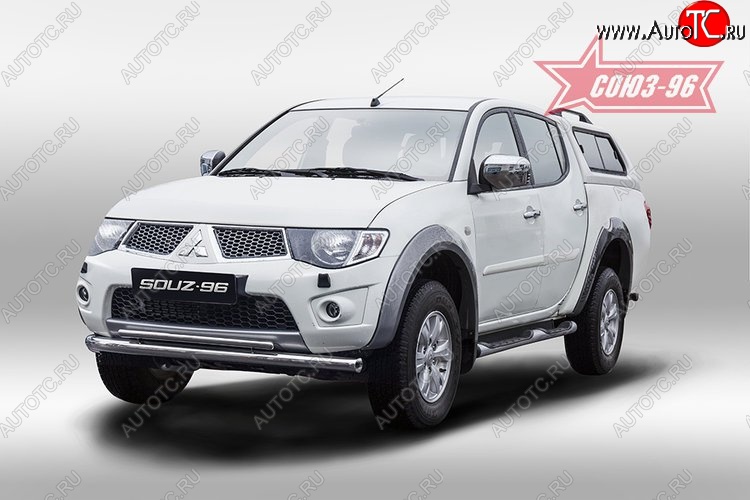 15 254 р. Защита переднего бампера двойная Souz-96 (d76/42)  Mitsubishi L200  5 KK,KL (2015-2019) дорестайлинг  с доставкой в г. Воронеж