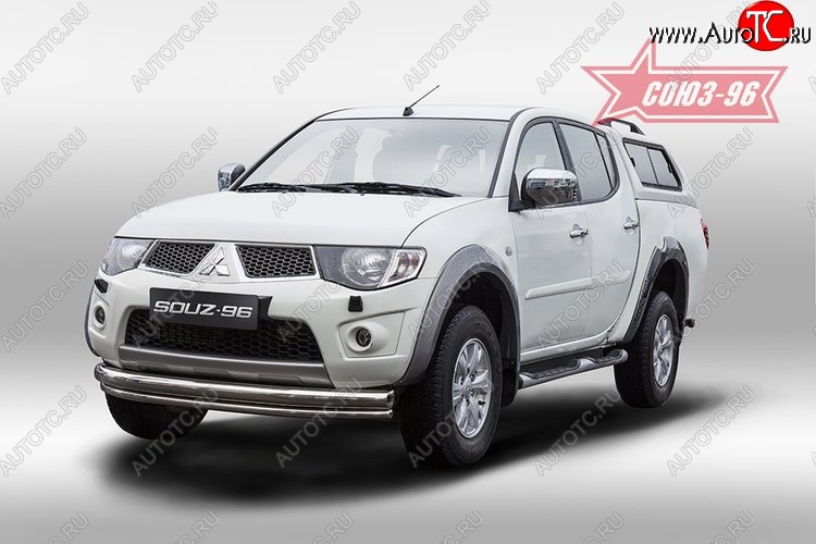 15 254 р. Защита переднего бампера двойная Souz-96 (d76/42)  Mitsubishi L200  5 KK,KL (2015-2019) дорестайлинг  с доставкой в г. Воронеж