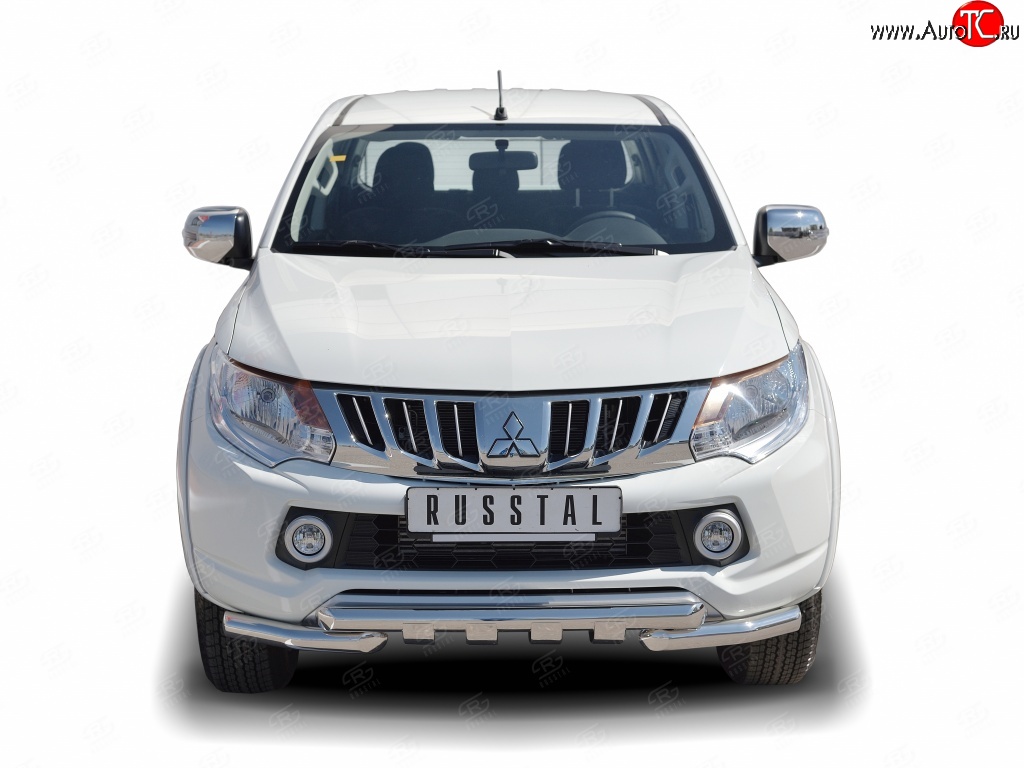 26 499 р. Защита переднего бампера (Ø63 мм с зубами, нержавейка) SLITKOFF  Mitsubishi L200  5 KK,KL (2018-2022) рестайлинг  с доставкой в г. Воронеж