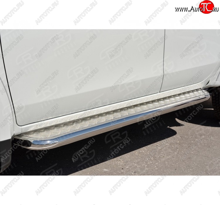 43 999 р. Порожки для ног (Ø63) SLITKOFF  Mitsubishi L200  5 KK,KL (2015-2019) дорестайлинг (лист - нержавейка, профиль - нержавейка)  с доставкой в г. Воронеж