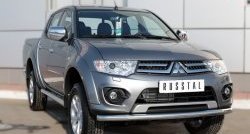 77 999 р. Защита порогов из круглой трубы диаметром 76 мм Russtal Mitsubishi L200 5 KK,KL дорестайлинг (2015-2019) (Защита порогов с со скосами на торцах (вариант 1))  с доставкой в г. Воронеж. Увеличить фотографию 4
