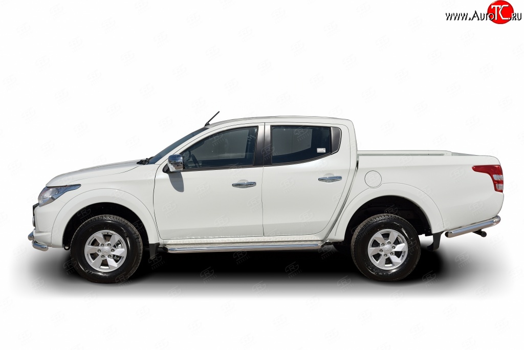 85 999 р. Широкая защита порогов (рестайлинг) Russtal Mitsubishi L200 5 KK,KL дорестайлинг (2015-2019) (Защита порогов с со скосами на торцах (вариант 1))  с доставкой в г. Воронеж