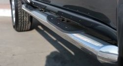 83 999 р. Защита порогов с пластиковыми вставками для ног из круглой трубы диаметром 76 мм Russtal Mitsubishi L200 5 KK,KL дорестайлинг (2015-2019) (Защита порогов с со скосами на торцах (вариант 1))  с доставкой в г. Воронеж. Увеличить фотографию 3