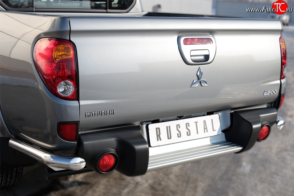 15 699 р. Защита заднего бампера (Ø63 мм уголки, нержавейка) SLITKOFF  Mitsubishi L200  5 KK,KL (2015-2019) дорестайлинг  с доставкой в г. Воронеж