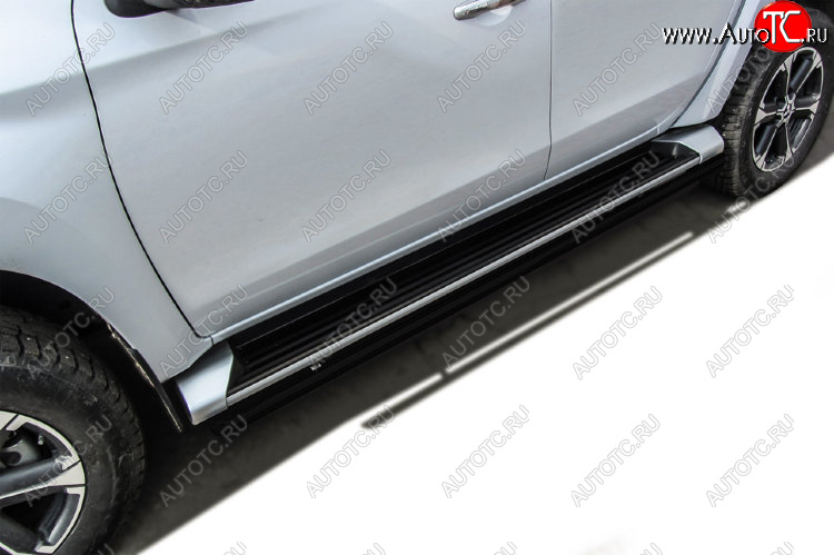 9 899 р. Защита порогов Slitkoff (Ø 42 мм)  Mitsubishi L200  5 KK,KL (2015-2019) дорестайлинг (Сталь с полимерным покрытием. Цвет: черный)  с доставкой в г. Воронеж