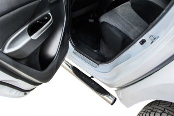 22 799 р. Защита порогов Slitkoff (Ø 76 мм, с проступями)  Mitsubishi L200  5 KK,KL (2015-2022) дорестайлинг, рестайлинг (Нержавеющая сталь)  с доставкой в г. Воронеж. Увеличить фотографию 3