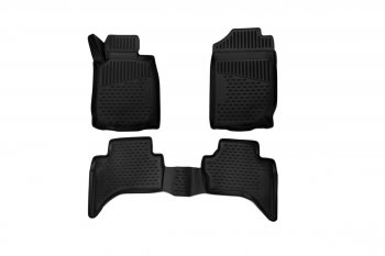 Комплект 3D ковриков салона Triton manual & automatic Element (полиуретан) Double cab., правый руль Mitsubishi L200 5 KK,KL дорестайлинг (2015-2019) (Черные)