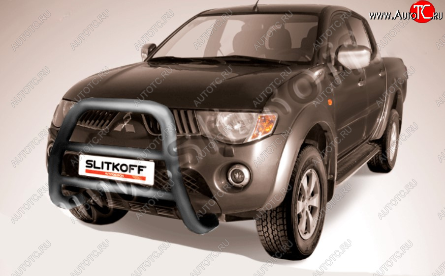 27 449 р. Защита переднего бампера Slitkoff (Ø76 мм, кенгурятник)  Mitsubishi L200  4 (2006-2014)  дорестайлинг (Цвет: серебристый)  с доставкой в г. Воронеж