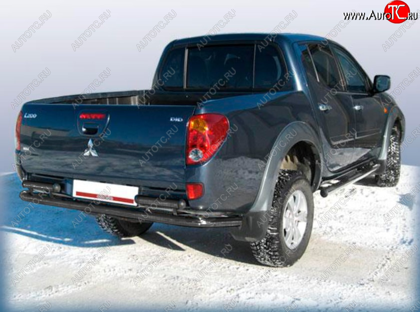 10 299 р. Защита заднего бампера Slitkoff (Ø 57 мм)  Mitsubishi L200 ( 4,  5 KK,KL) (2006-2022)  дорестайлинг, рестайлинг (Сталь с полимерным покрытием. Цвет: черный)  с доставкой в г. Воронеж