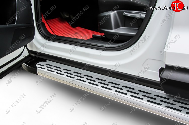 17 399 р. Пороги алюминиевые Slitkoff  Mitsubishi L200  4 (2006-2014)  дорестайлинг (Premium Silver)  с доставкой в г. Воронеж