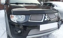 1 539 р. Нижняя сетка на бампер Russtal (хром) Mitsubishi Pajero Sport PB дорестайлинг (2008-2013)  с доставкой в г. Воронеж. Увеличить фотографию 3