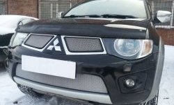 1 539 р. Нижняя сетка на бампер Russtal (хром)  Mitsubishi L200  4 - Pajero Sport  PB  с доставкой в г. Воронеж. Увеличить фотографию 1