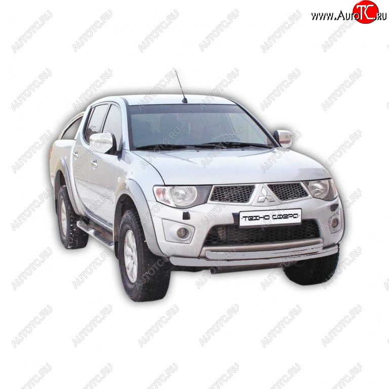 11 699 р. Защита переднего бампера ТехноСфера (Техно Сфера) Mitsubishi L200 4  дорестайлинг (2006-2014) (Серебристый)  с доставкой в г. Воронеж
