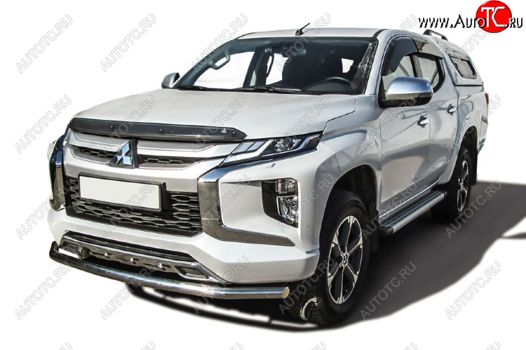 14 849 р. Защита переднего бампера Slitkoff (Ø 57 мм).  Mitsubishi L200  5 KK,KL (2018-2022) рестайлинг (Нержавеющая сталь)  с доставкой в г. Воронеж