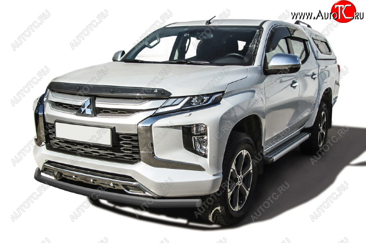 10 399 р. Защита переднего бампера Slitkoff (Ø 57 мм)  Mitsubishi L200  5 KK,KL (2018-2022) рестайлинг (Сталь с полимерным покрытием. Цвет: серебристый)  с доставкой в г. Воронеж