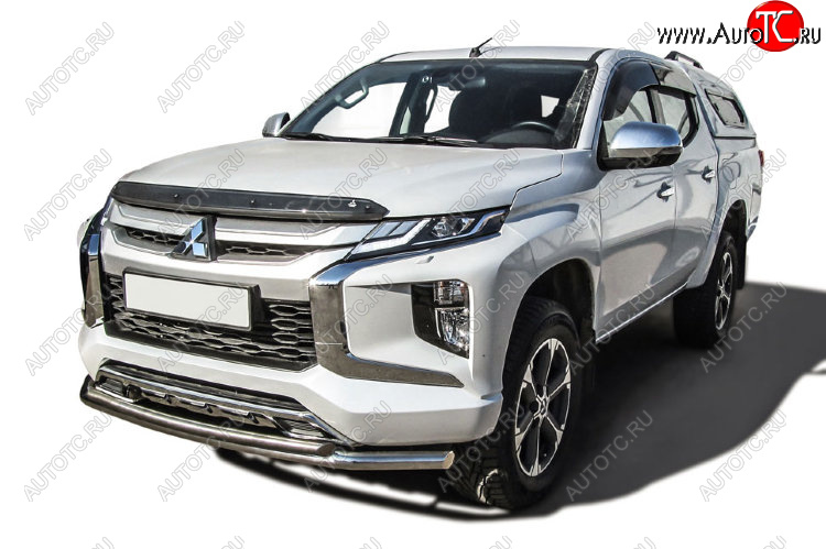 17 899 р. Защита переднего бампера Slitkoff (Ø 57+Ø 42, двойная).  Mitsubishi L200  5 KK,KL (2018-2022) рестайлинг (Нержавеющая сталь)  с доставкой в г. Воронеж