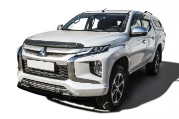 12 549 р. Защита переднего бампера Slitkoff (Ø 57+Ø 42, двойная)  Mitsubishi L200  5 KK,KL (2018-2022) рестайлинг (Сталь с полимерным покрытием. Цвет: черный)  с доставкой в г. Воронеж. Увеличить фотографию 1