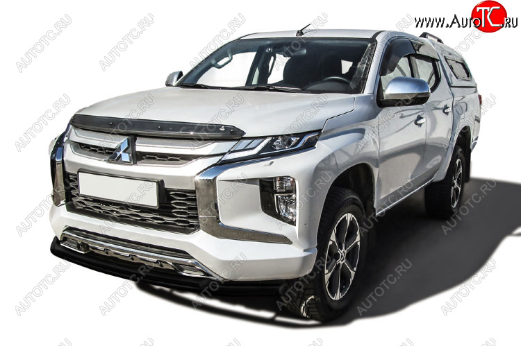 12 549 р. Защита переднего бампера Slitkoff (Ø 57+Ø 42, двойная)  Mitsubishi L200  5 KK,KL (2018-2022) рестайлинг (Сталь с полимерным покрытием. Цвет: черный)  с доставкой в г. Воронеж