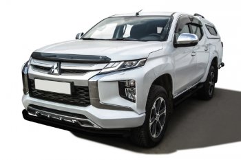 11 999 р. Защита переднего бампера Slitkoff (Ø 76 мм) Mitsubishi L200 5 KK,KL рестайлинг (2018-2022) (Сталь с полимерным покрытием. Цвет: черный)  с доставкой в г. Воронеж. Увеличить фотографию 1