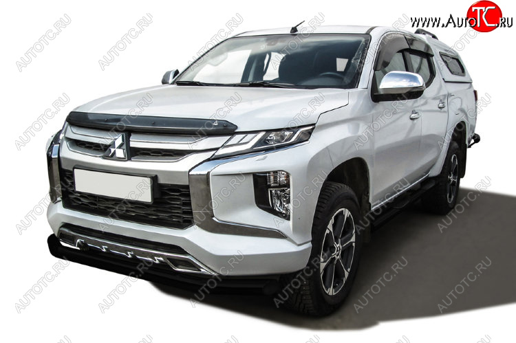 11 999 р. Защита переднего бампера Slitkoff (Ø 76 мм)  Mitsubishi L200  5 KK,KL (2018-2022) рестайлинг (Сталь с полимерным покрытием. Цвет: черный)  с доставкой в г. Воронеж