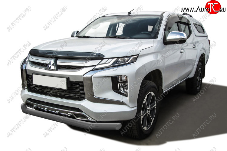 11 999 р. Защита переднего бампера Slitkoff (Ø 76 мм)  Mitsubishi L200  5 KK,KL (2018-2022) рестайлинг (Сталь с полимерным покрытием. Цвет: серебристый)  с доставкой в г. Воронеж