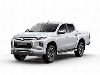 Защита переднего бампера SLITKOFF (Ø57 мм дуга с клыками) Mitsubishi L200 5 KK,KL рестайлинг (2018-2022) ()