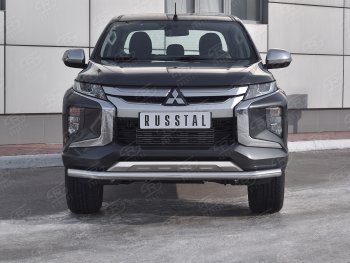 18 599 р. Защита переднего бампера (Ø 63 мм, нержавейка) SLITKOFF Mitsubishi L200 5 KK,KL рестайлинг (2018-2022)  с доставкой в г. Воронеж. Увеличить фотографию 1