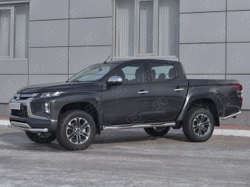 18 599 р. Защита переднего бампера (Ø 63 мм, нержавейка) SLITKOFF  Mitsubishi L200  5 KK,KL (2018-2022) рестайлинг  с доставкой в г. Воронеж. Увеличить фотографию 3