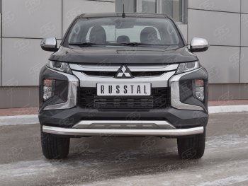 19 999 р. Защита переднего бампера (Ø 76 мм, нержавейка) SLITKOFF  Mitsubishi L200  5 KK,KL (2018-2022) рестайлинг  с доставкой в г. Воронеж. Увеличить фотографию 1