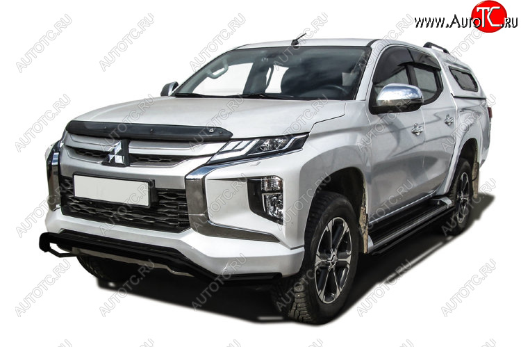 10 999 р. Защита переднего бампера Slitkoff (Ø 57 мм, волна).  Mitsubishi L200  5 KK,KL (2018-2022) рестайлинг (Сталь с полимерным покрытием. Цвет: черный)  с доставкой в г. Воронеж