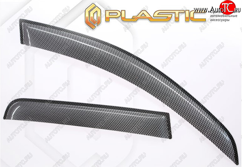 2 559 р. Дефлектора окон CA-Plastic  Mitsubishi L200  5 KK,KL (2018-2022) рестайлинг (Шелкография карбон-серебро, Без хром. молдинга)  с доставкой в г. Воронеж