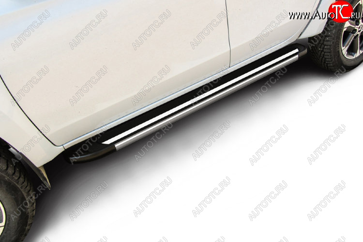 11 299 р. Пороги алюминиевые Slitkoff  Mitsubishi L200  5 KK,KL (2018-2022) рестайлинг (Luxe Black)  с доставкой в г. Воронеж