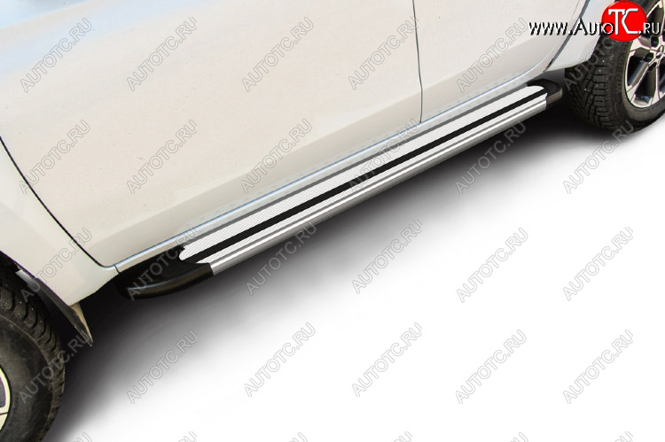 10 699 р. Пороги алюминиевые Slitkoff Mitsubishi L200 5 KK,KL рестайлинг (2018-2022) (Luxe Silver)  с доставкой в г. Воронеж