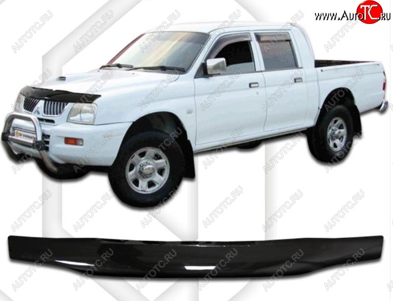 1 899 р. Дефлектор капота CA-Plastic  Mitsubishi L200  3 K74T (2005-2006) рестайлинг (Classic черный, Без надписи)  с доставкой в г. Воронеж