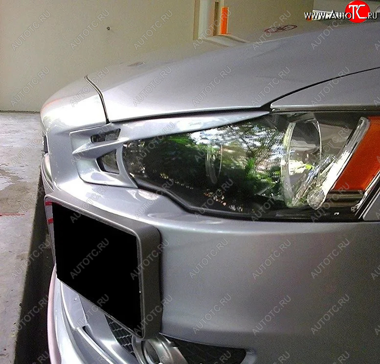 949 р. Реснички на фары KURAJ (Scorpion) Mitsubishi Lancer 10 CY седан дорестайлинг (2007-2010) (Неокрашенные)  с доставкой в г. Воронеж