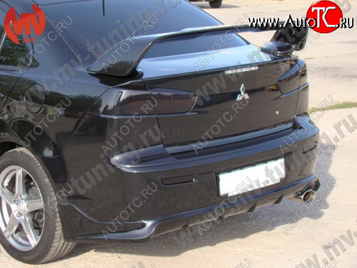 7 499 р. Накладка заднего бампера Zodiak (под одинарный выхлоп) MV-Tuning Mitsubishi Lancer 10 CY седан дорестайлинг (2007-2010) (Неокрашенная)  с доставкой в г. Воронеж