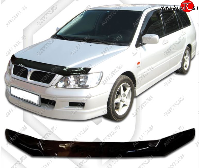1 899 р. Дефлектор капота CA-Plastic Mitsubishi Lancer 9 CS универсал 1-ый рестайлинг (2003-2005) (Classic черный, Без надписи)  с доставкой в г. Воронеж