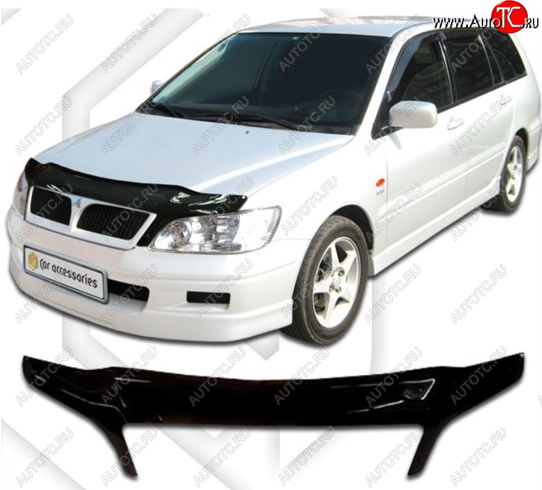 2 399 р. Дефлектор капота CA-Plastiс exclusive Mitsubishi Lancer 9 CS универсал 1-ый рестайлинг (2003-2005) (Classic черный, Без надписи)  с доставкой в г. Воронеж